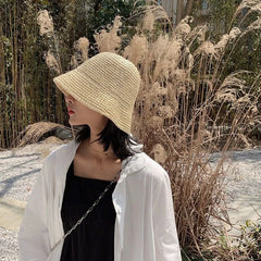 Foldable Straw Bucket Hat
