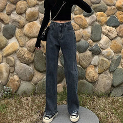 Mid Rise Washed Loose Fit Jeans