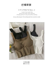 Square-Neck Plain Slim-Fit Cropped Tank Top