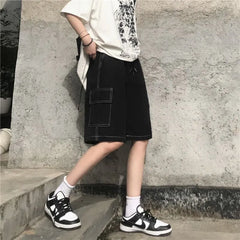 Drawstring-Waist Stitch-Trim Shorts
