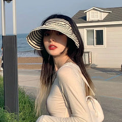 Striped Wide Brim Visor Hat