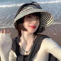 Striped Wide Brim Visor Hat