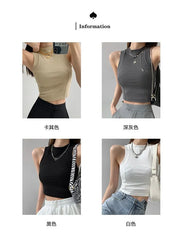 Paneled Mock-Neck Crop Tank Top
