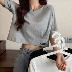 Short-Sleeve Cutout Cropped T-Shirt