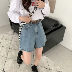 High Waist Wide Leg Denim Shorts