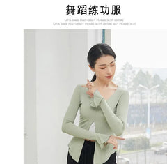 Long-Sleeve Front-Slit Dance Top