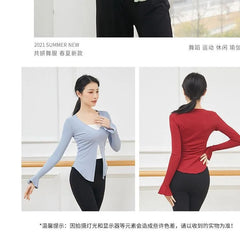 Long-Sleeve Front-Slit Dance Top