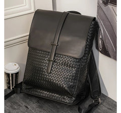 Woven Faux Leather Backpack