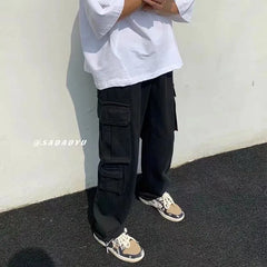 Multi-Pocket Straight-Cut Pants