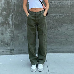 Low Rise Straight-Leg Cargo Jeans