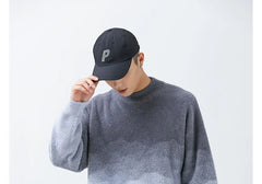 Crew Neck Gradient Sweater / Drawstring Waist Plain Harem Pants
