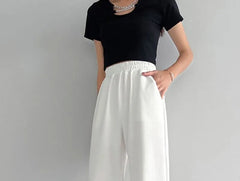 XL - High Rise Wide Leg Plain Sweatpants