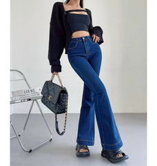 High Waist Washed Flared Jeans