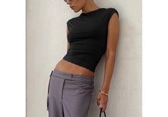 Plain Open-Back Crop Tank Top