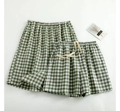 Couple Matching Gingham Drawstring Pajama Shorts (Various Designs)