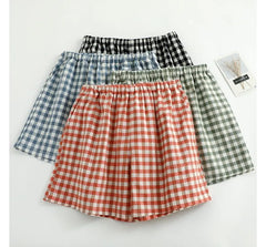 Couple Matching Gingham Drawstring Pajama Shorts (Various Designs)