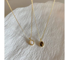 Faux Cat Eye Stone Pendant Alloy Necklace