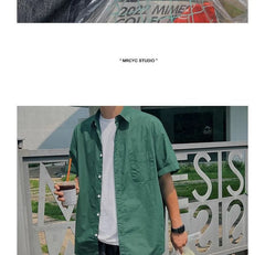 Plain Short Sleeve Linen Cotton Shirt