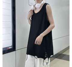 Scoop Neck Distressed Tank Top