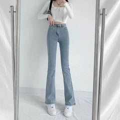 High Rise Washed Flared Jeans