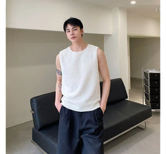 Round Neck Plain Fleece Tank Top