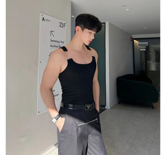 Transparent Strap Scoop Neck Plain Tank Top
