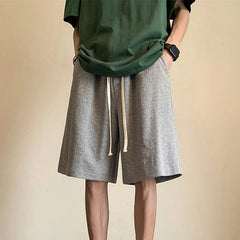 Drawstring Waist Plain Sweat Shorts