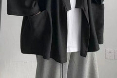 3/4-Sleeve Plain Open Front Kimono Jacket
