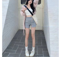 High Waist Plain Bike Shorts