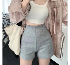 High Waist Plain Bike Shorts