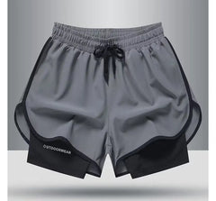 Drawstring Waist Mock Two-Piece Running Shorts