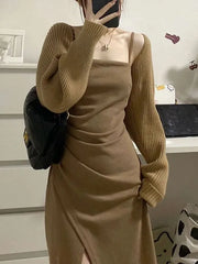 Puff-Sleeve Plain Knit Shrug