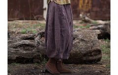 Mid Waist Plain Frayed Cropped Baggy Ramie Pants