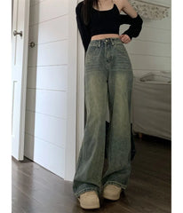 High Waist Washed Wide Leg Jeans