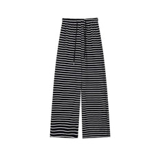 Drawstring Waist Striped Wide Leg Sweatpants