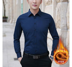 Long-Sleeve Plain Button-Up Shirt