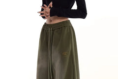 Low Waist Washed Loose-Fit Wide-Leg Sweatpants