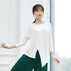 Long-Sleeve Plain Asymmetrical Dance T-Shirt
