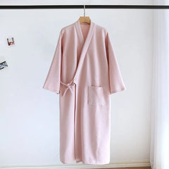 Plain Lace-Up Pajama Robe