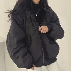 Plain Hooded Fleece-Lined Zip Jacket