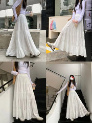 High Waist Plain Maxi A-Line Skirt