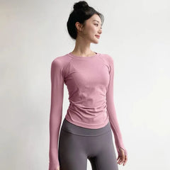 Long-Sleeve Crewneck Plain Sports Top