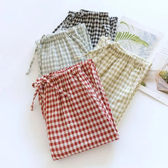 Couple Matching Drawstring Waist Gingham Pajama Pants (Various Designs)