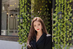 Long-Sleeve Lapel Collar Plain Jumpsuit