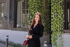 Long-Sleeve Lapel Collar Plain Jumpsuit