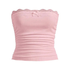 Lace-Trim Accent Plain Tube Top