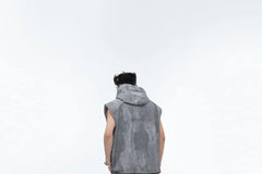Hooded Zip Vest / High Waist Wide Leg Pants