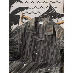 Short-Sleeve Collared Striped Shirt
