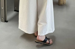 High Waist Plain Cropped Wide Leg Pants