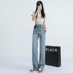 High Rise Patchwork Washed Loose Fit Jeans (Various Designs)
